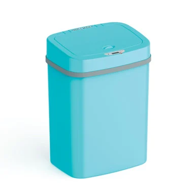 Nine Stars DZTTB Rectangle Teal Blue Plastic Trash Can DZT125TB - Ninestars