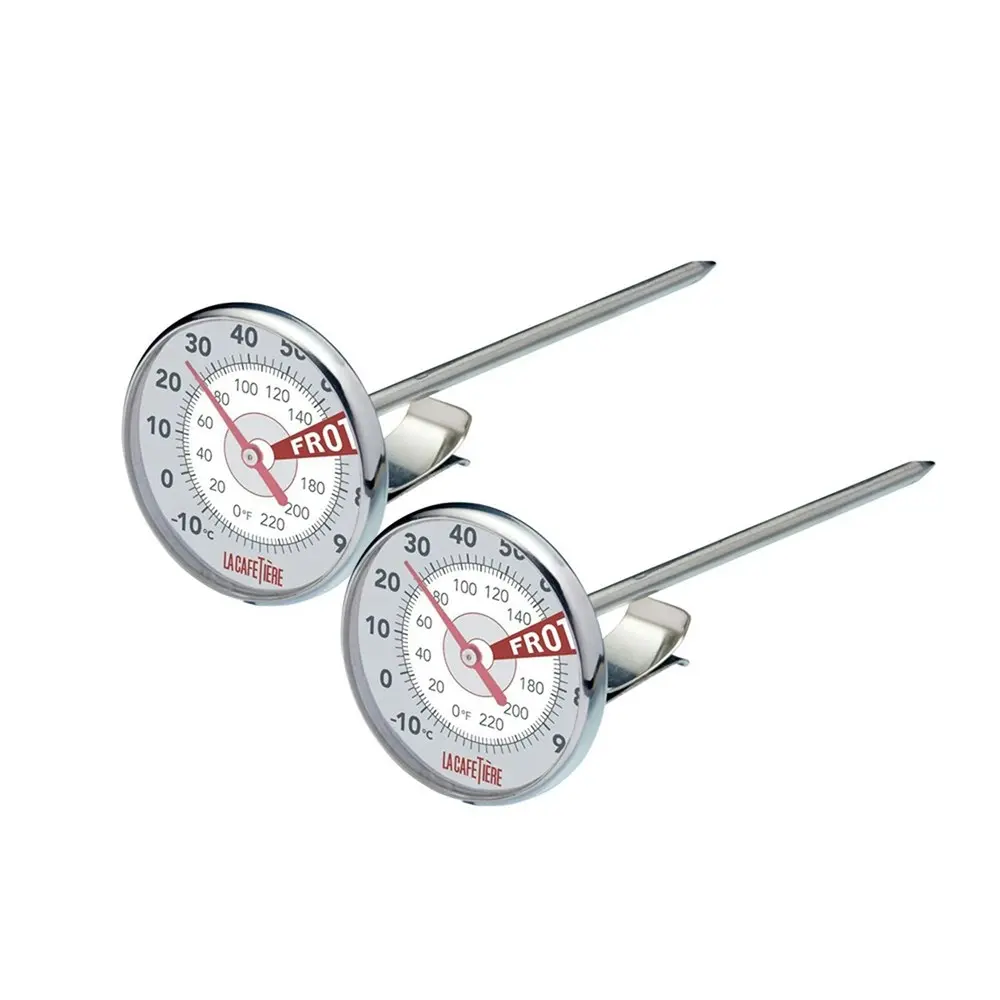 2x La Cafetiere 14cm Stainless Steel Coffee Milk Frothing Thermometer Dial Latte - Home & Garden