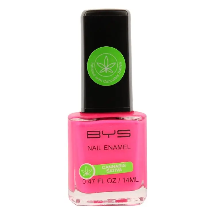 BYS Nail Polish W/Cannabis Sativa Oil Enamel Lacquer Gloss Quick Dry 14ml Pink - Beauty
