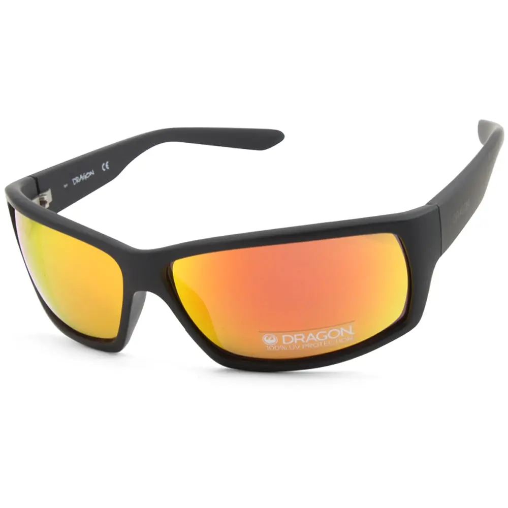 Dragon Ventura XL Ion Matte Black/Orange Ion Unisex Sports Wrap Sunglasses - Fashion