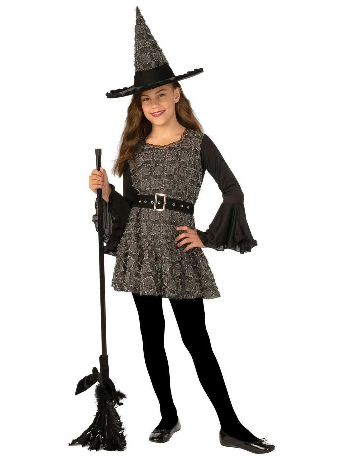 Rubies Patchwork Witch Dress Up Party Kids/Girls Scary Halloween Costume Size L - Fashion