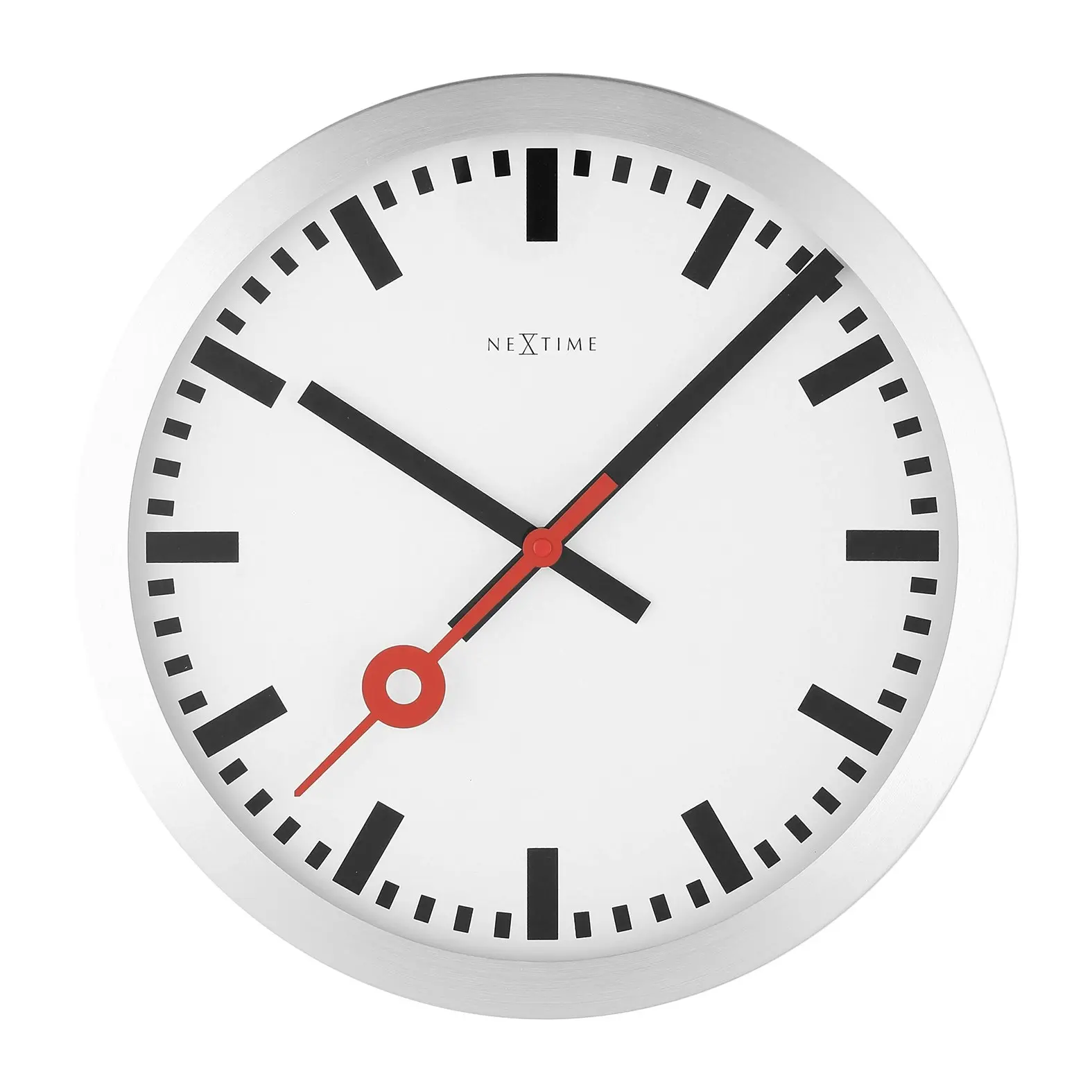 NeXtime 35cm Station Stripe Silent Analogue Wall Clock Home/Office Decor White - Home & Garden
