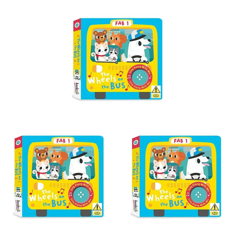3x Bookoli Wheels On The Bus Sing Along Book Nursery Rhyme Sound Kids/Children - Entertainment