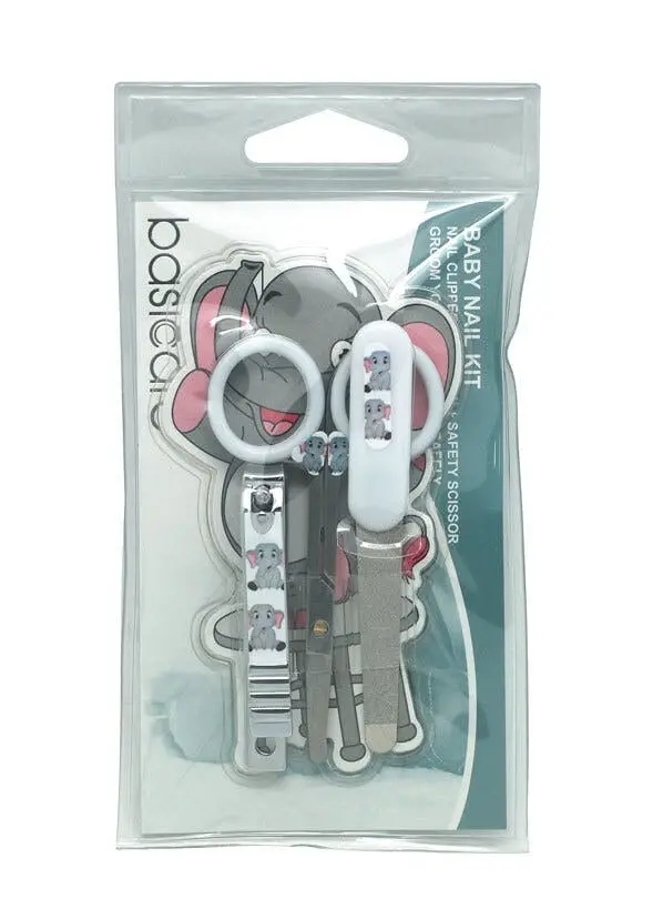 Basicare Baby Nail Kit 3 Piece Clipper File Scissors Safe Grooming Set - Beauty