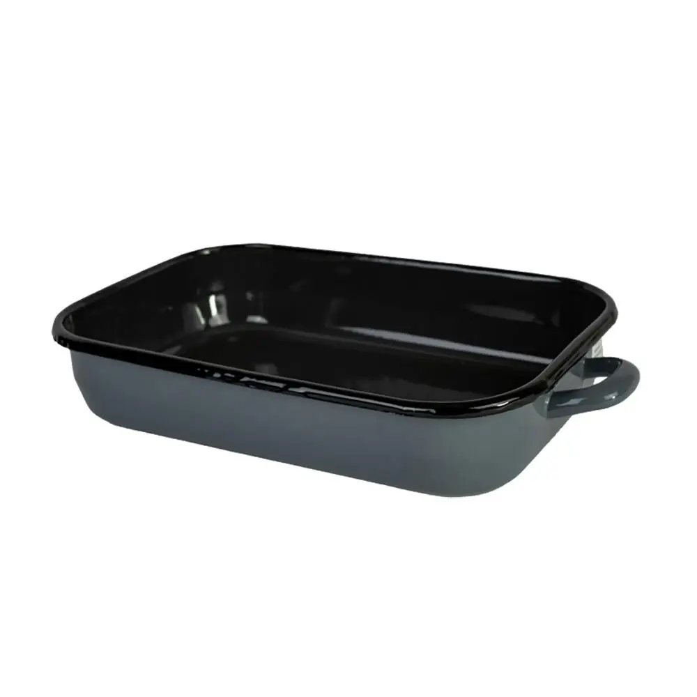 Urban Style 32cm Enamel Baking Dish Rectangle Roasting Tray Oven Bakeware Grey - Home & Garden