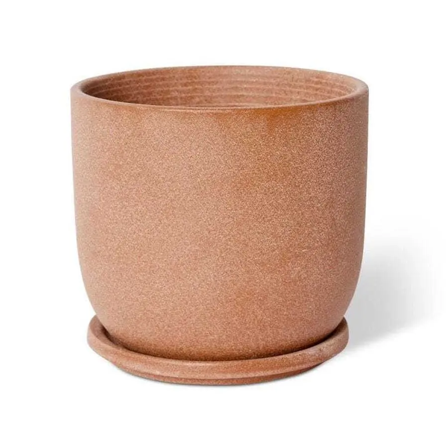 E Style Allegra 19cm Ceramic Plant Pot w/ Saucer Decor Planter Terracotta - Home & Garden