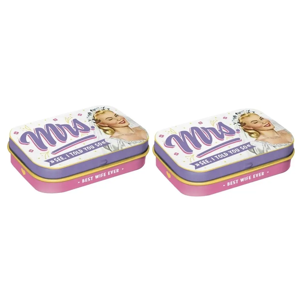 2x Nostalgic Art 4x6cm Mint Steel Trinket Box I Told You So Storage Container - Groceries