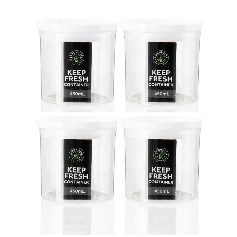 4x Lemon & Lime Crystal 450ml Airtight Canister 9.5cm Storage Container Jar CLR - Home & Garden