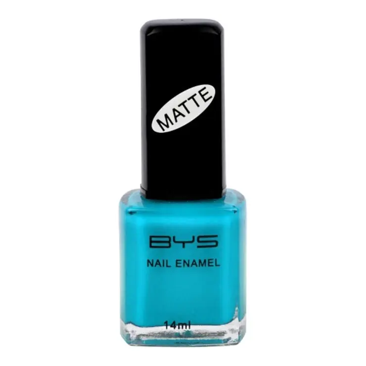 BYS Matte Aqua Nail Polish Enamel Lacquer Long Wearing Quick Drying 14ml Blue - Beauty