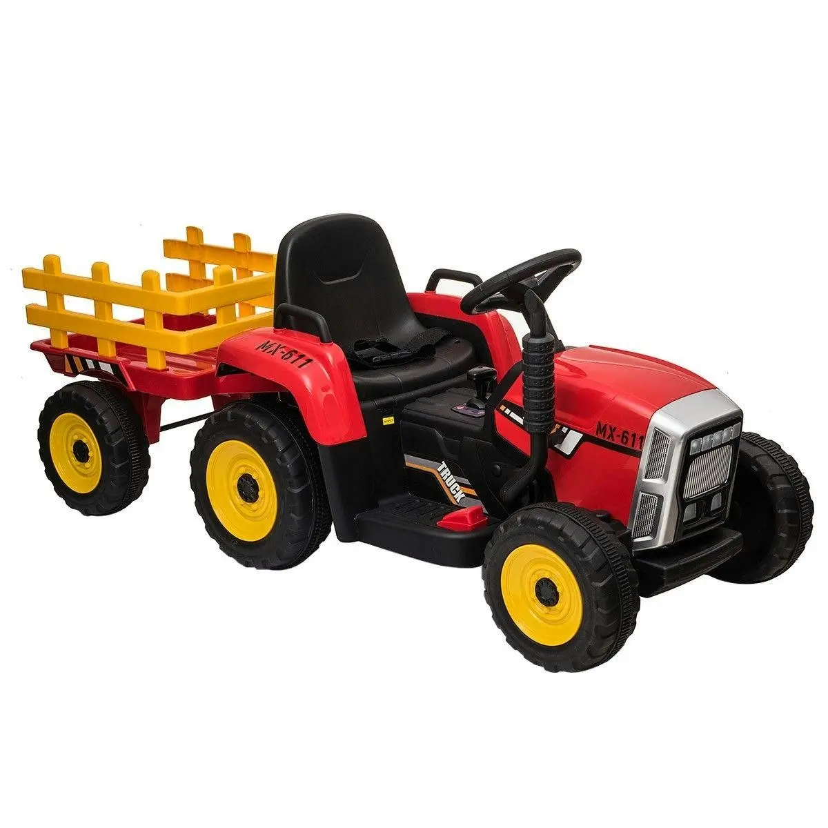 Ausway 12V Electric Kids Ride On Tractor and Trailer Farm Toy Tractor Set - Toys & Games