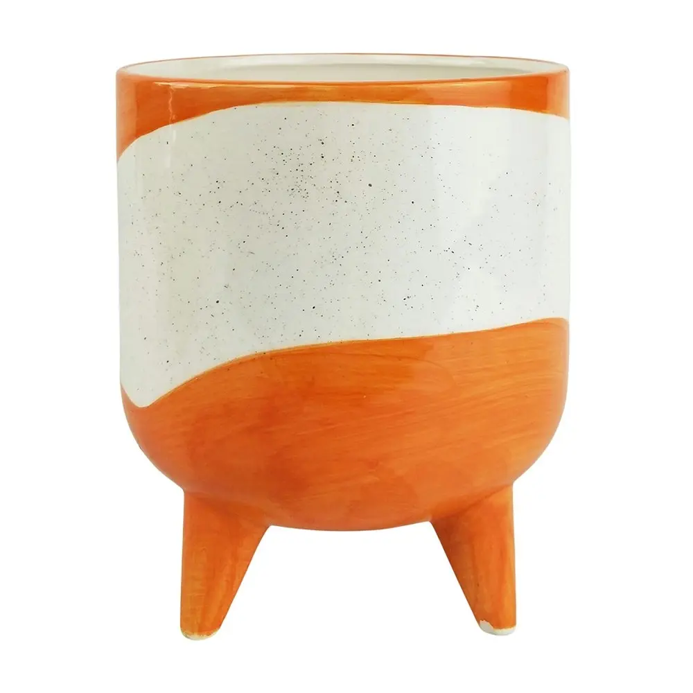Urban Avery Ceramic 19.5cm Dot Planter Flower Pot w/ Legs Decor Large Orange - Home & Garden