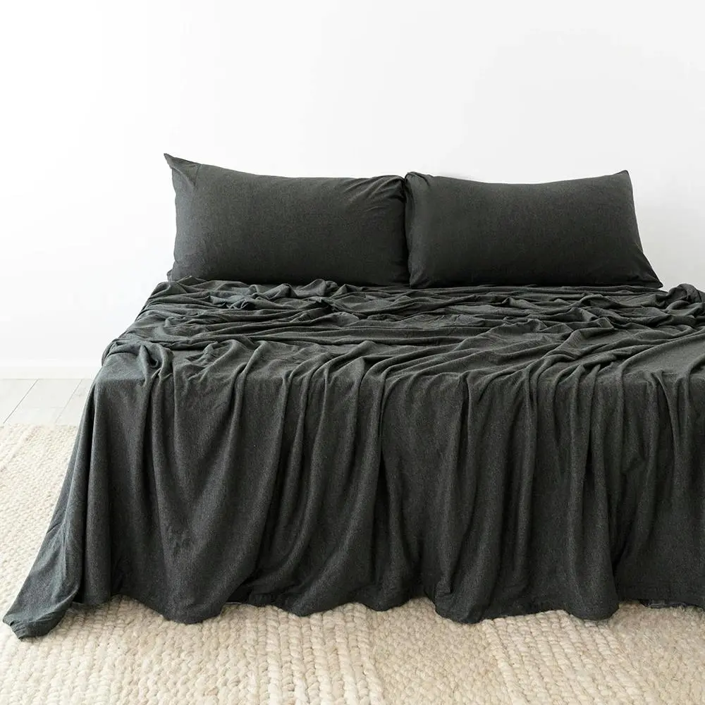 Bambury BedT Queen Organica Organic Cotton Fitted/Pillowcase Sheet Set Charcoal - Home & Garden