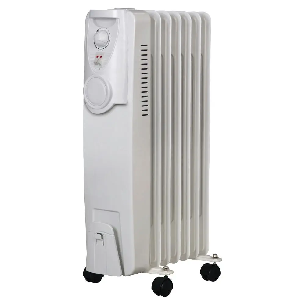Heller HOCH7 1500W Electric Portable 7 Fin Oil Heater/Column/Castor Wheels White - Home & Garden