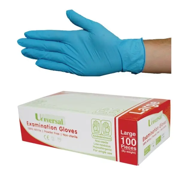Universal Nitrile Powder Free Gloves Large Blue AS/NZ HACCP Grade 100 Box - Commercial