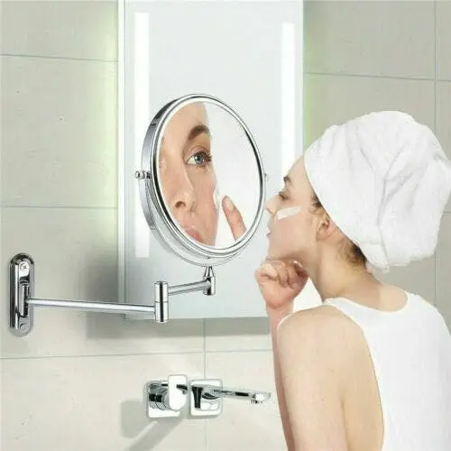 Fin Bath Mirror 1X/5X Magnification Wall Mounted Adjustable Makeup Mirror Arm Extend - Beauty