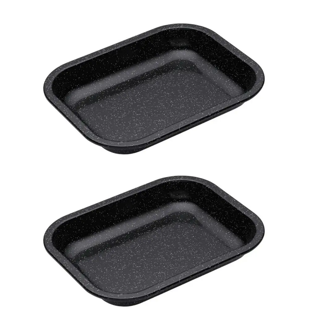 2x MasterCraft Pro Vitreous 27x21cm Enamel Roasting Pan Kitchen Baking Tray BLK - Home & Garden