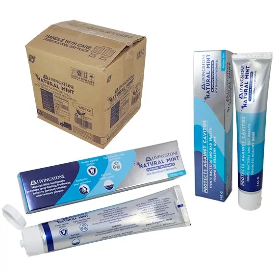 Livingstone Natural Mint Fluoride Toothpaste 145 Grams with Flip Top Standing Cap 24 Carton - Beauty