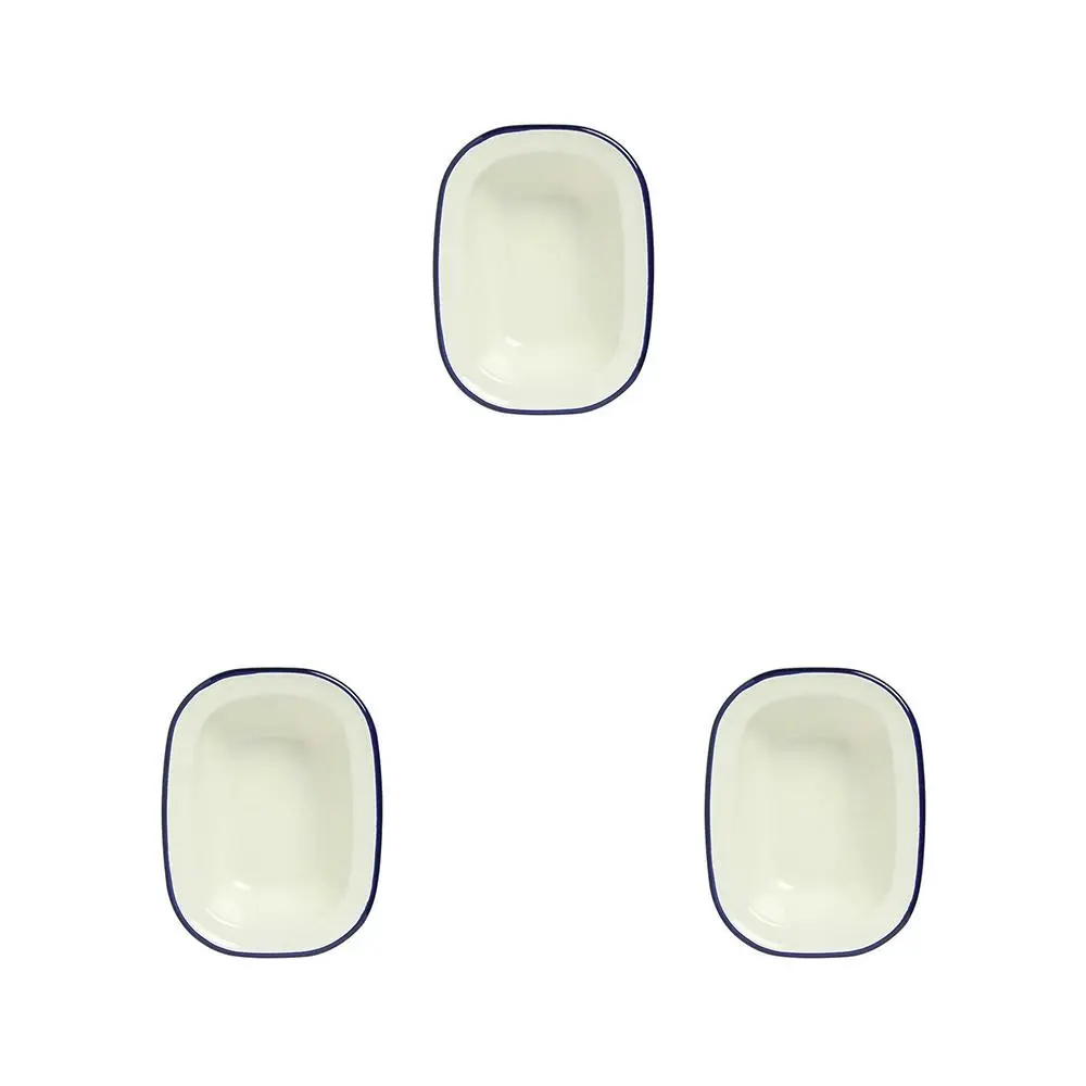 3PK Wiltshire Porcelain Enamel Oblong Pie Baking Dish 200ml 12x8.5 cm Blue - Home & Garden
