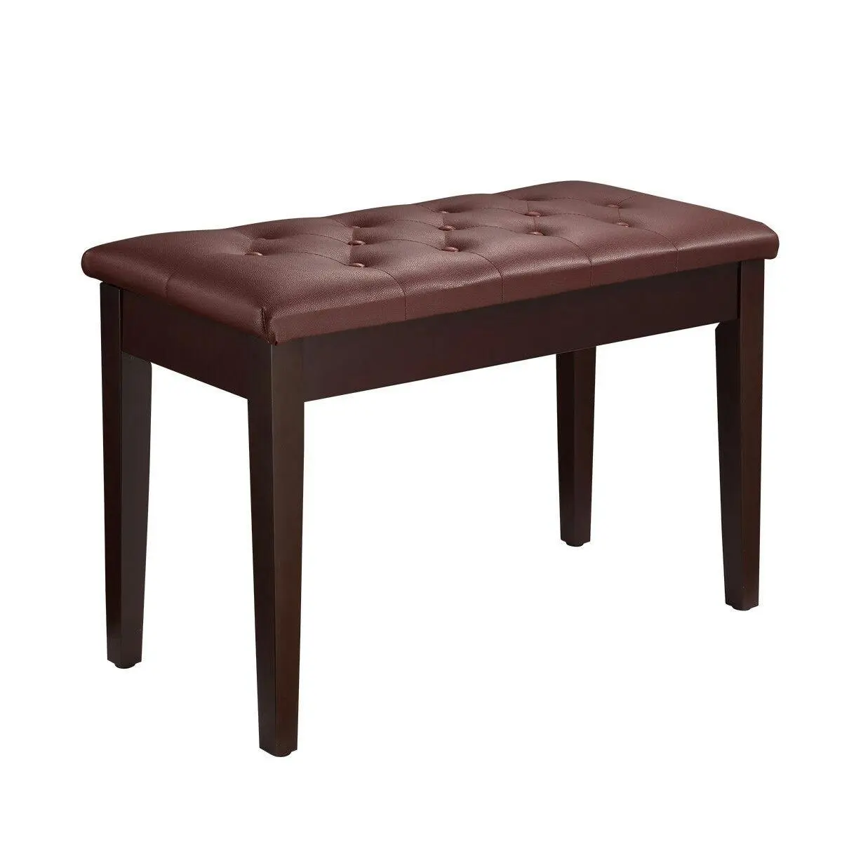 Melodic Luxury Piano Keyboard Stool Bench Chair with Faux Leather Seat and Storage Compartment Walnut - Hobbies