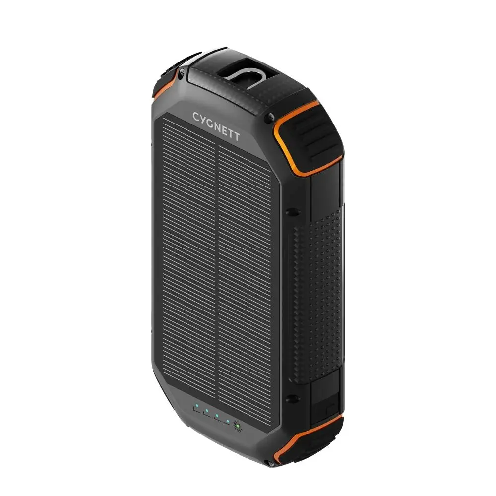 Cygnett Gen2 ChargedUp 20000mAh Outdoor Solar Power Bank Phone Charger Black - Electronics
