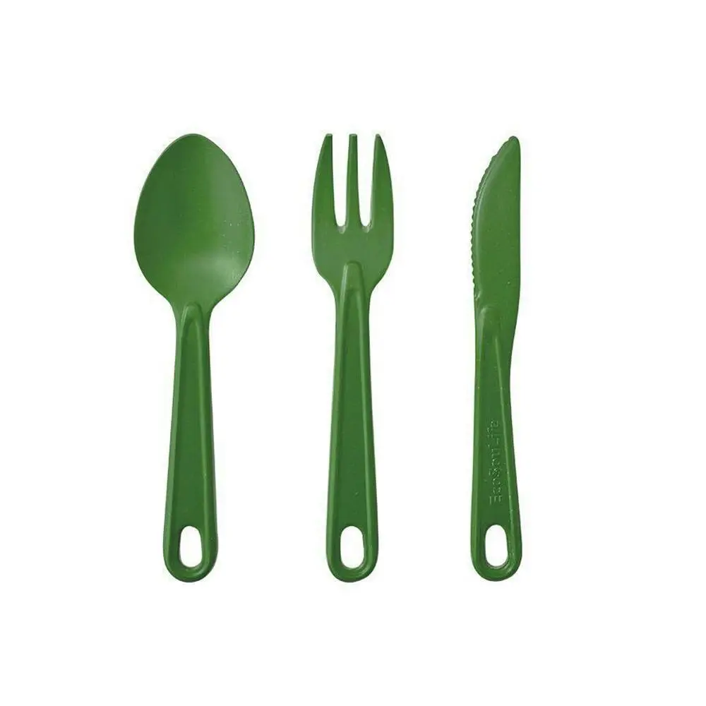 3pc Eco Soulife All Natural Outdoor Picnic Camping Reusable Cutlery Set Green - Home & Garden