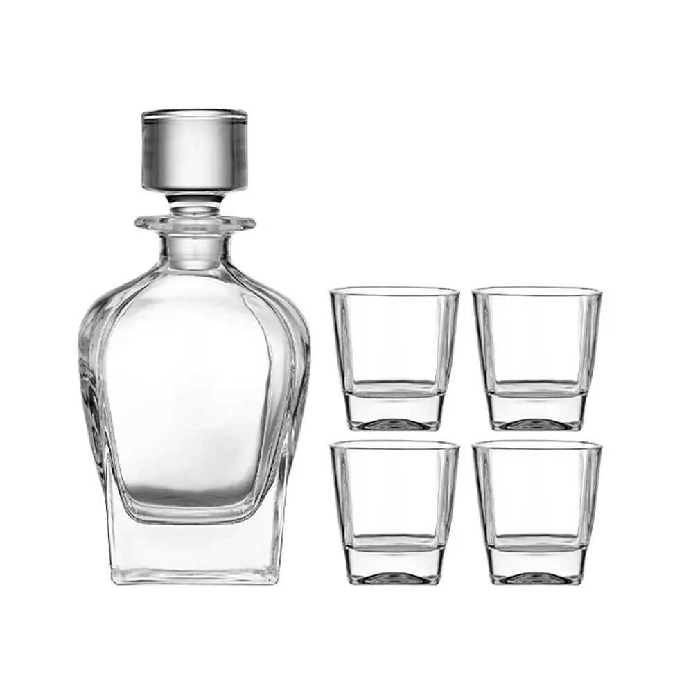 5pc Tempa Quinn Crystal 240ml Whisky Glasses/680ml Decanter Drinkware Set Clear - Home & Garden