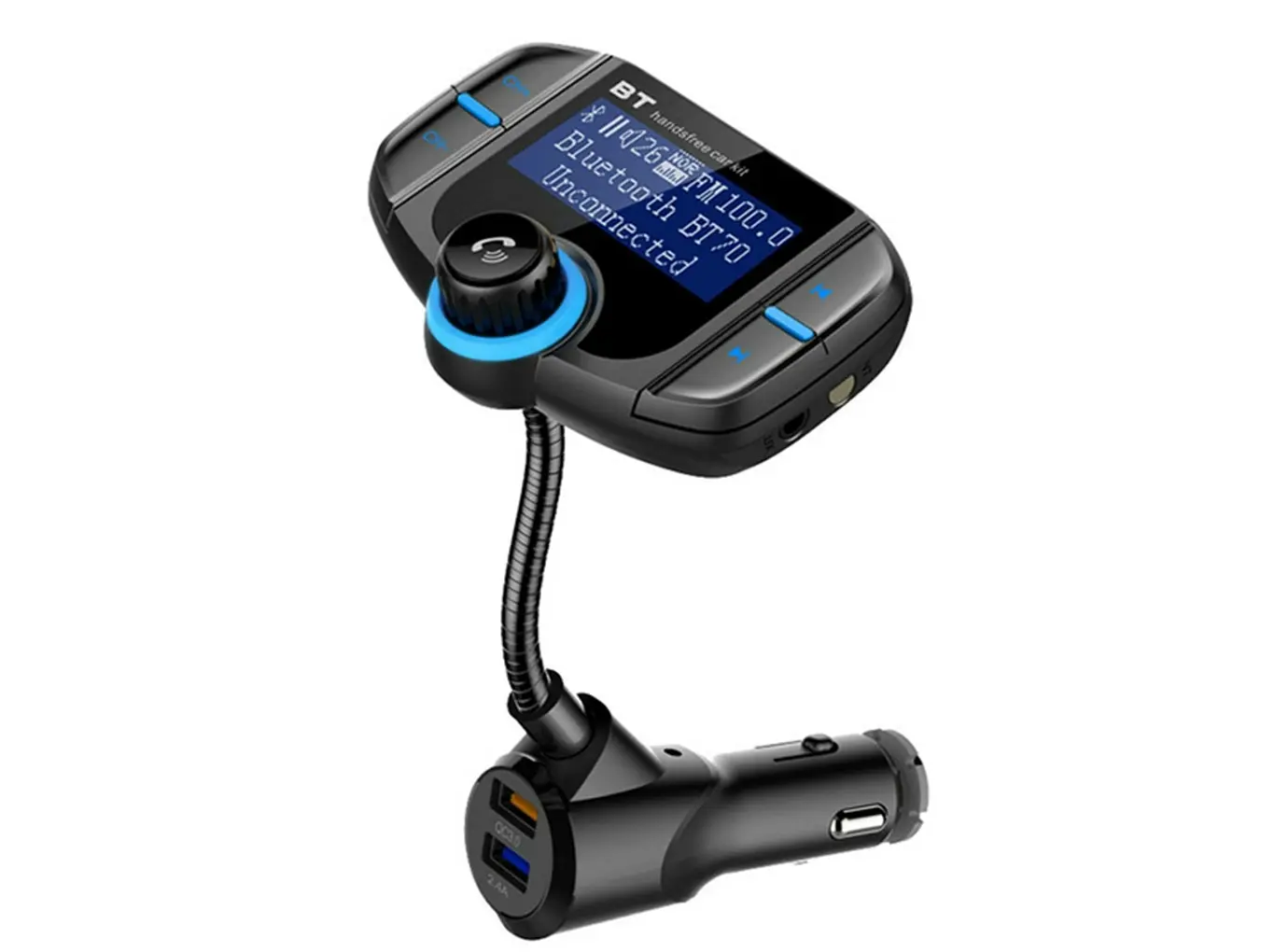Dual USB quick charger QC3.0 Bluetooth FM car kit Transmitter With Display - Automotive