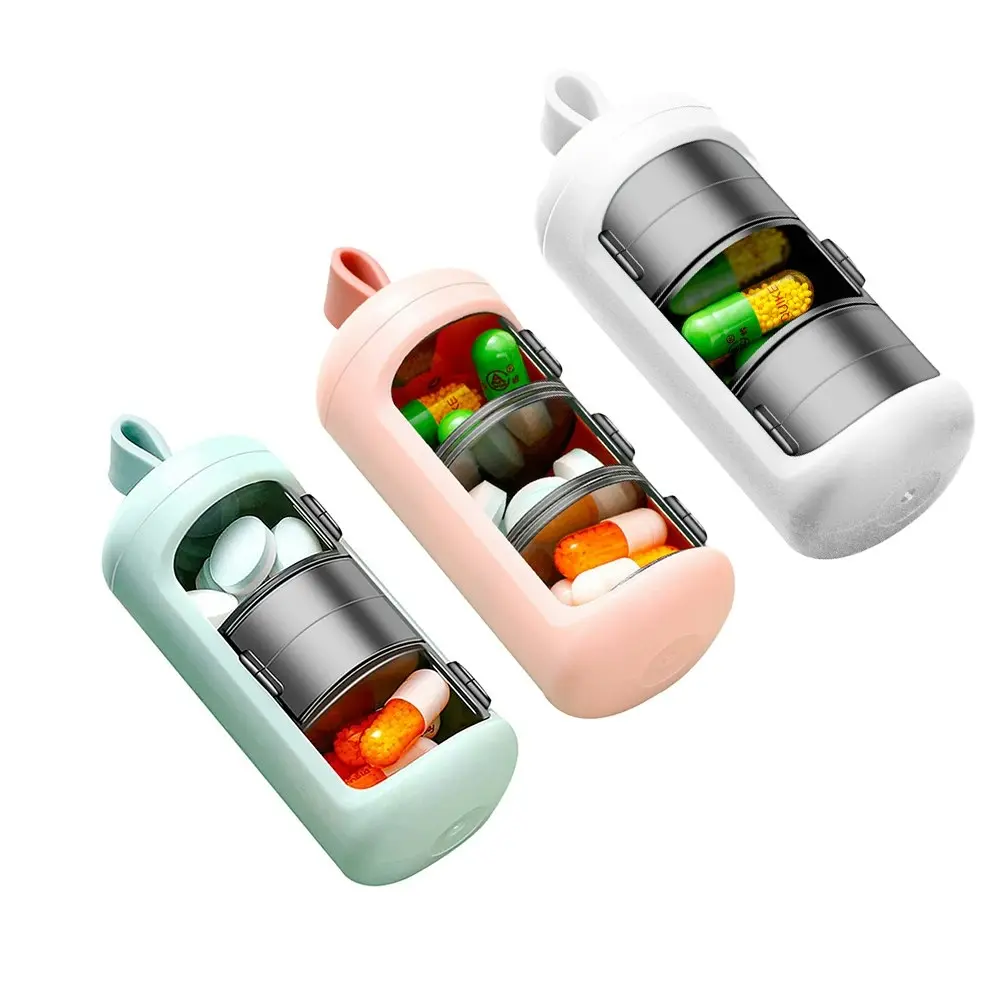 3Pcs Pill Organizer 3 Compartments Mediction Dispenser Daily Pill Container - Home & Garden