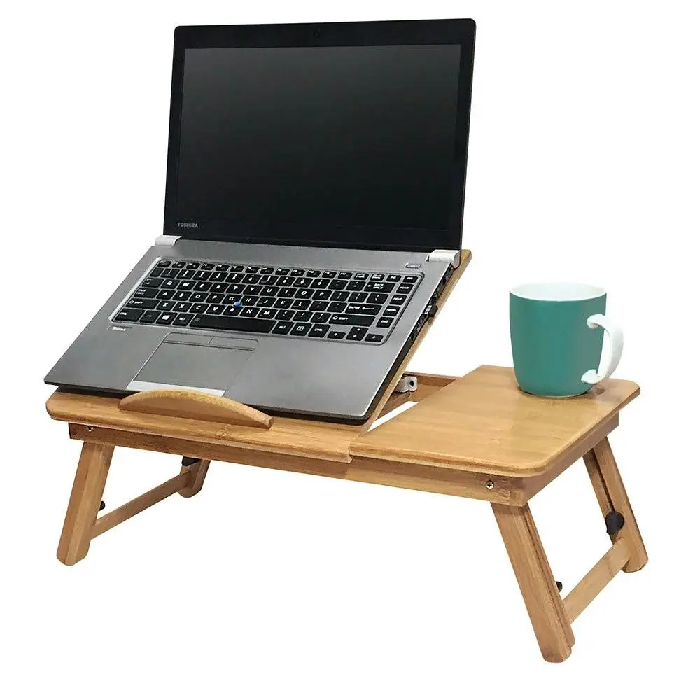Deluxe Bamboo Laptop Table/Portable Work Station/Desk/Tray Tilt/Foldable Reading - Electronics