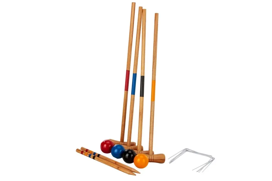 Kid's Wooden Outdoor Mini Croquet Set w/ 4 Mallets - Sports & Outdoor