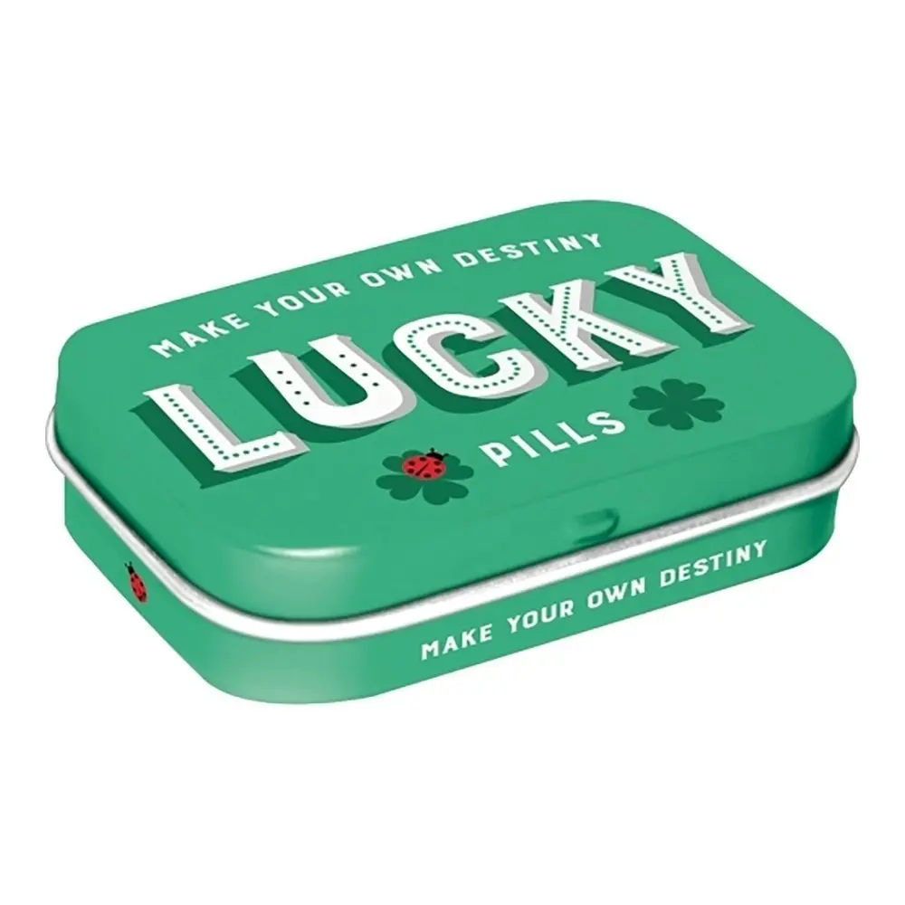 Nostalgic Art 6cm Metal Tin Mint Box Lucky Pills Fresh Breath Hard Candy Mints - Groceries