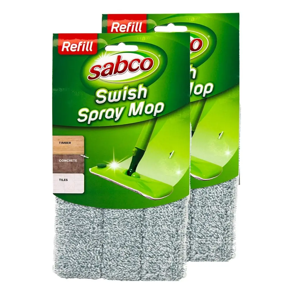 2x Sabco Swish Spray Mop Refill/Replace Microfibre Pad For Swish Mop SAB41222 - Home & Garden