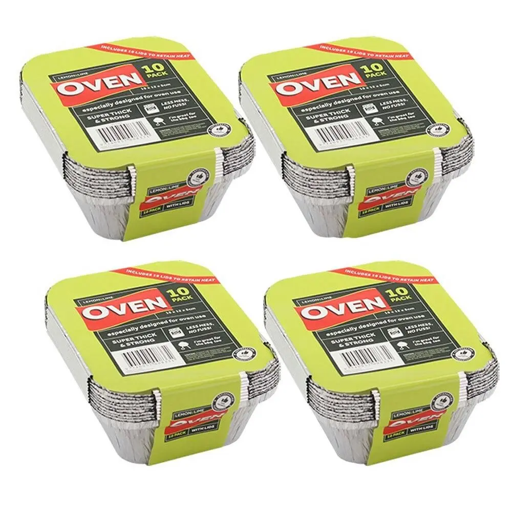 40PK Lemon & Lime Foil Container w/ Lid 15cm Shelf Ready Home Oven BBQ Bakeware - Home & Garden