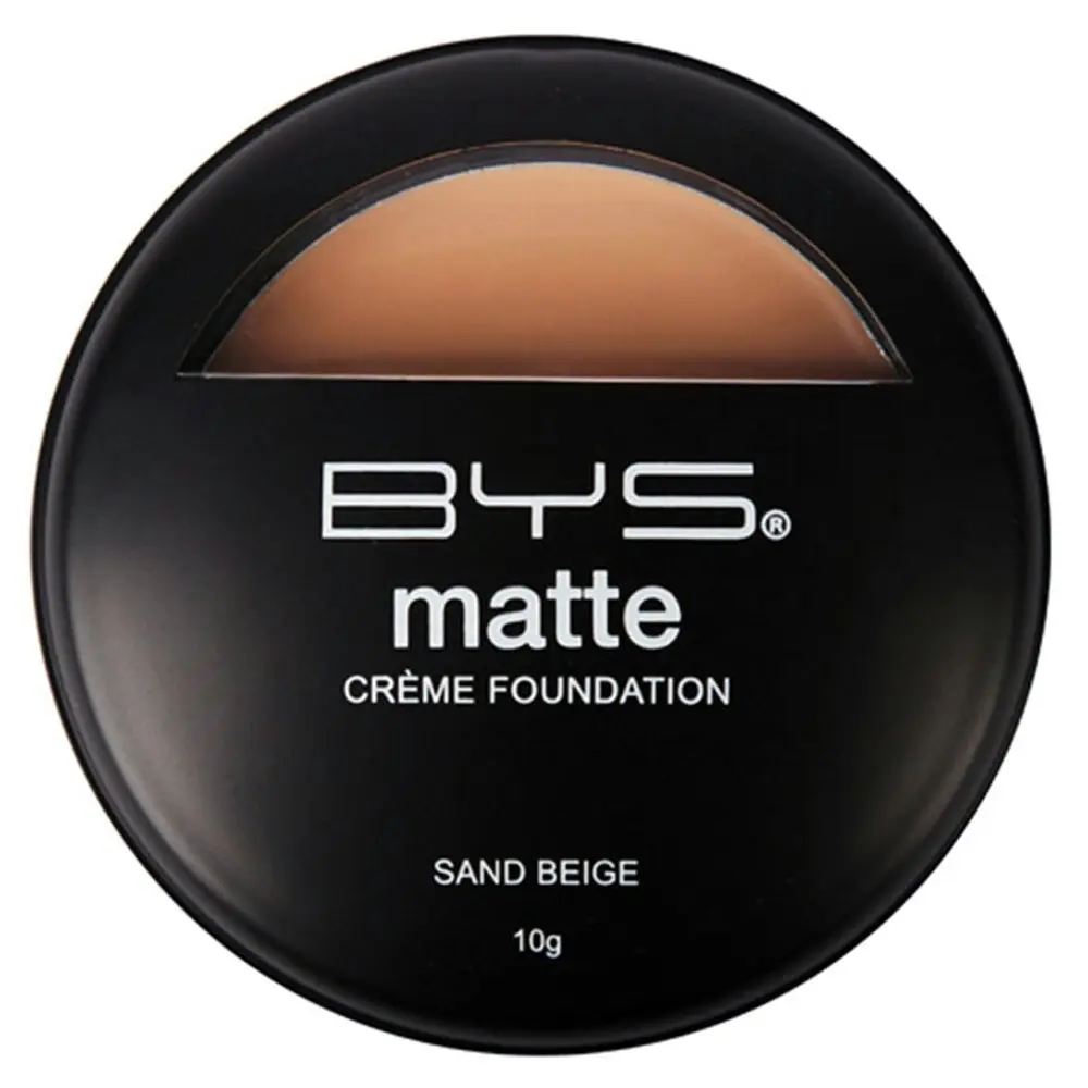 BYS 10g Matte Creme Foundation Face Makeup Cosmetics Satin Finish Sand Beige - Beauty