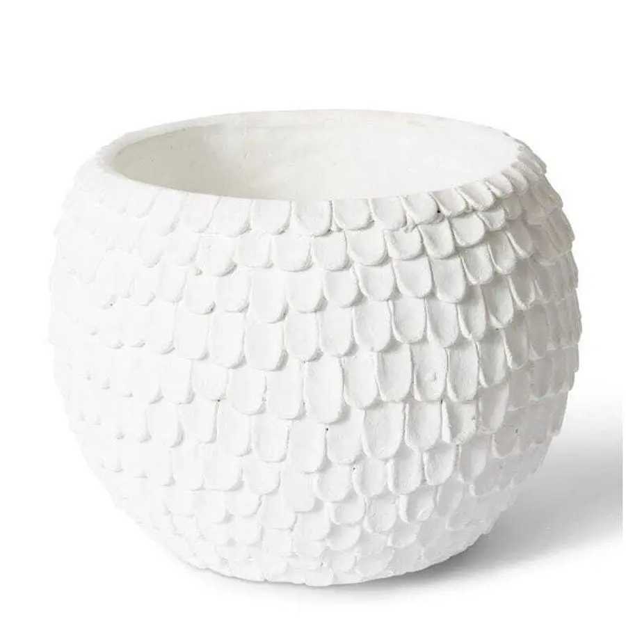 E Style Eason 32cm Cement Plant Pot Round Home/Garden Decor Planter White - Home & Garden