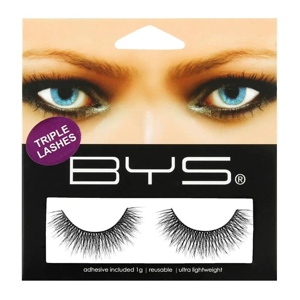 BYS 1g Triple Temptation Synthetic Fake/False Eyelashes Makeup Lightweight Black - Beauty