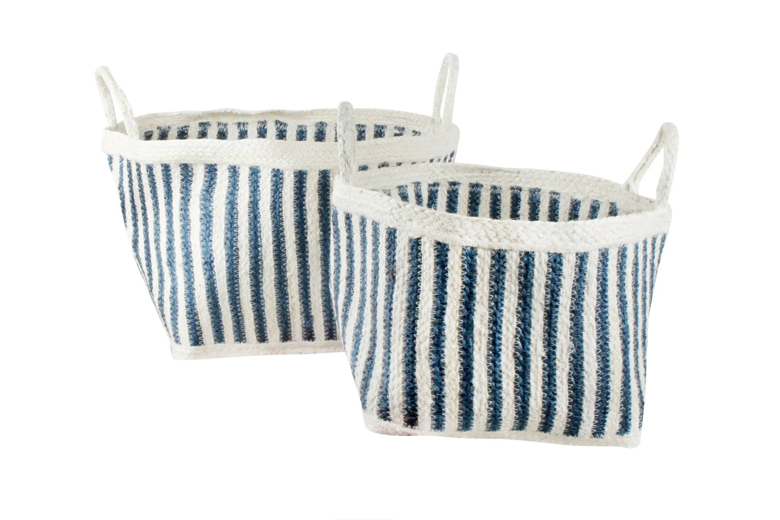 Haddie Stripe Jute Square Baskets Set Of 2 - Home & Garden