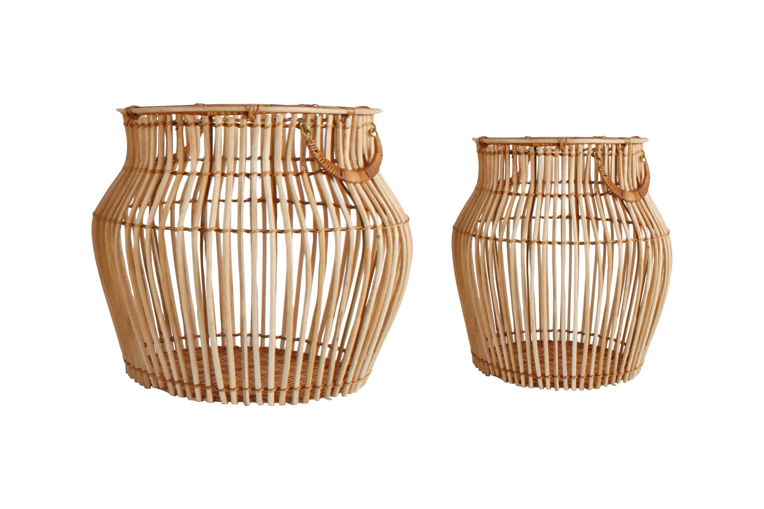 Aesha Set Of 2 Rattan Belly Baskets - Home & Garden