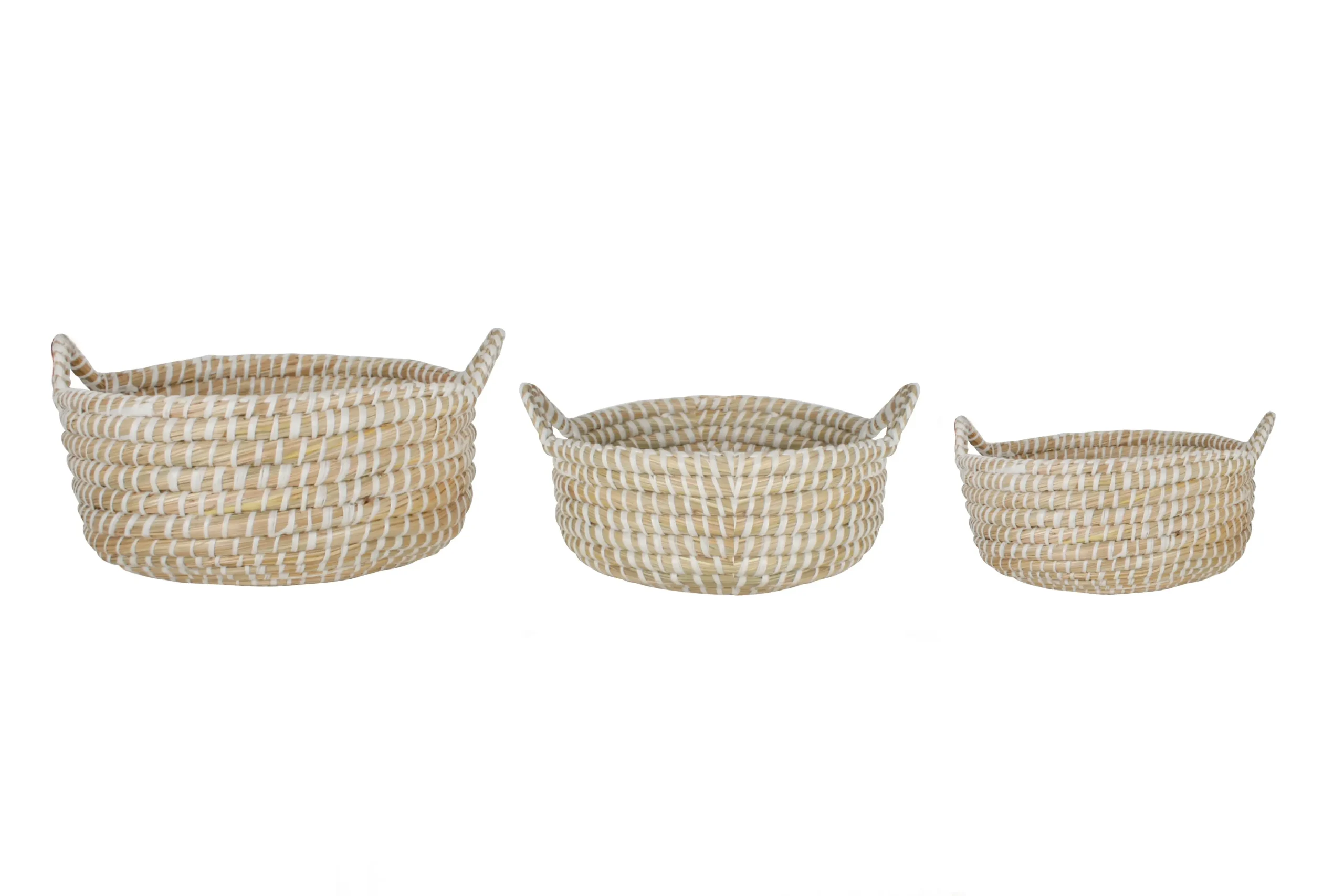 Elliot Set Of 3 Kans Grass Basket With Handle - Home & Garden