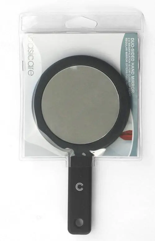 Basicare Duo Sided Hand Mirror Lightweight Travel Cosmetic Mirror 2x Magnifier - Beauty