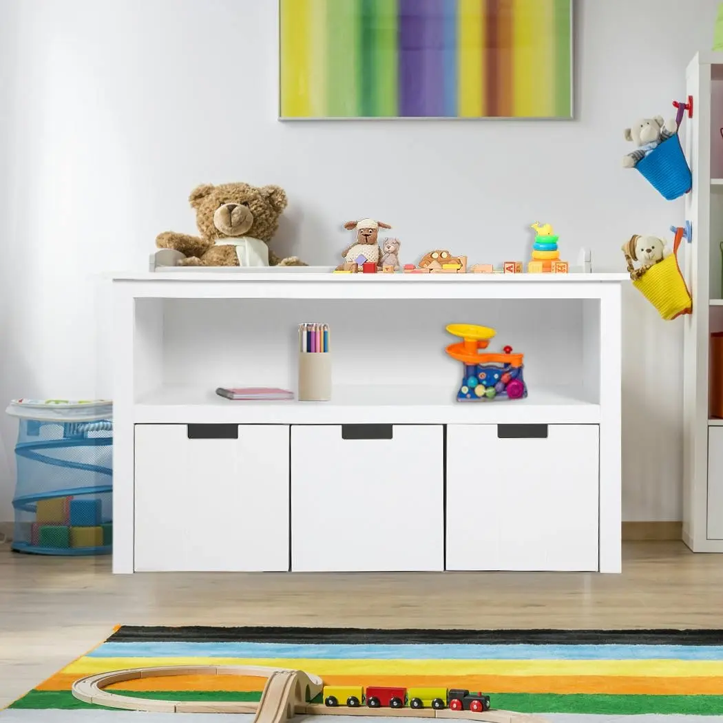 Levede Kids Toy Storage Unit Organiser Box Cabinet Bookshelf Child Drawer Wooden - Furniture
