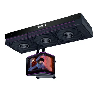 Lian Li Hydroshift II OLED Curved 360P28 Liquid CPU Cooler - 360mm AIO - 3x120mm P28 Fans - Adjustable 6.67" Screen - 3D Animation Effects - Daisy-Chain, LGA 1851/1700, AMD AM5/4- Black (HS2OLDC36PB)