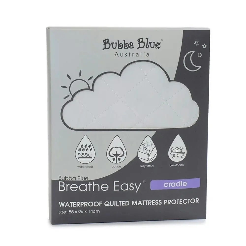 Bubba Blue Breathe Easy 96x55cm Waterproof Quilted Mattress Protector Cradle - Home & Garden