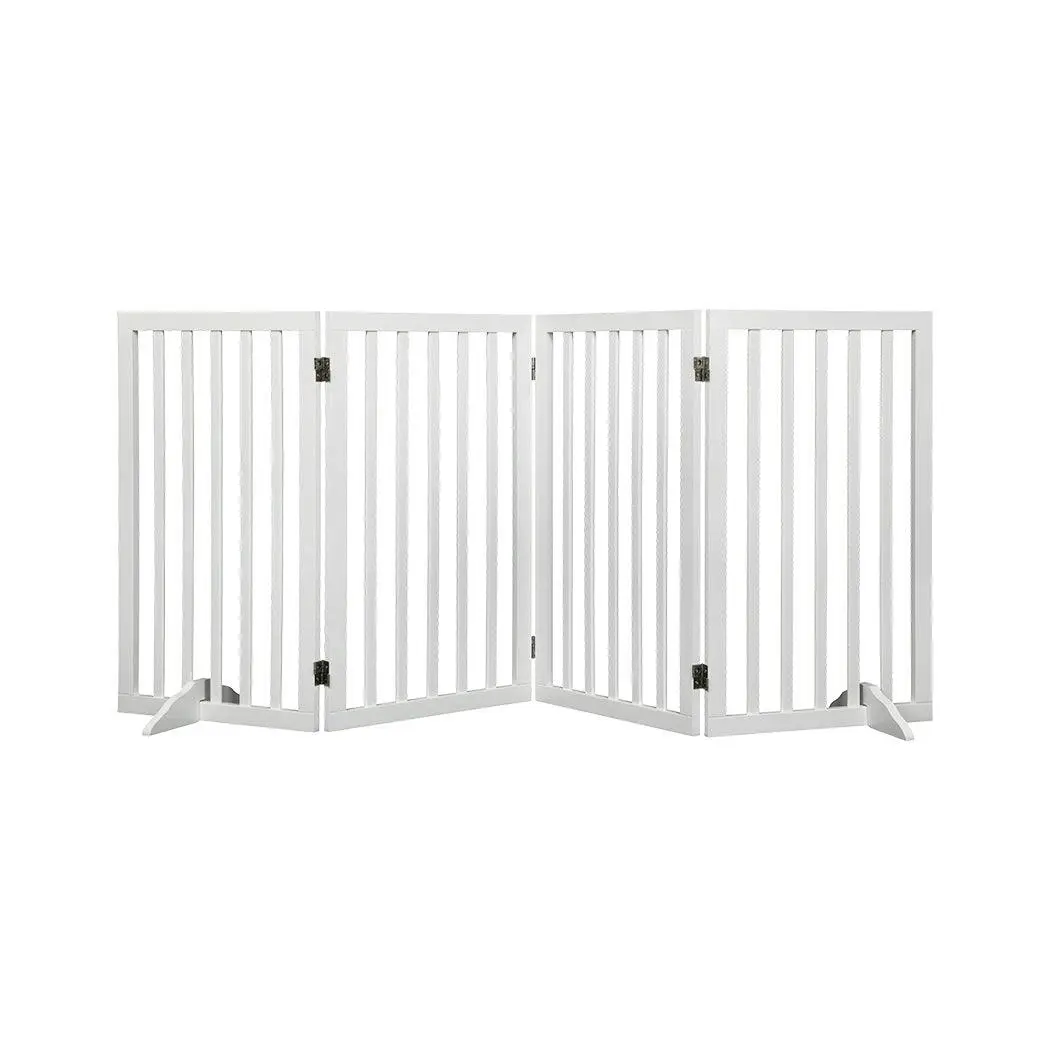 Pawz Wooden Pet Gate Dog Fence Safety Stair Barrier Security Door 4 Panel Large - Baby