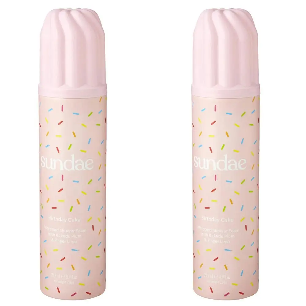 2x Sundae 265ml Whipped Shower Bathroom Foam Birthday Cake Body Wash Skin Care - Beauty