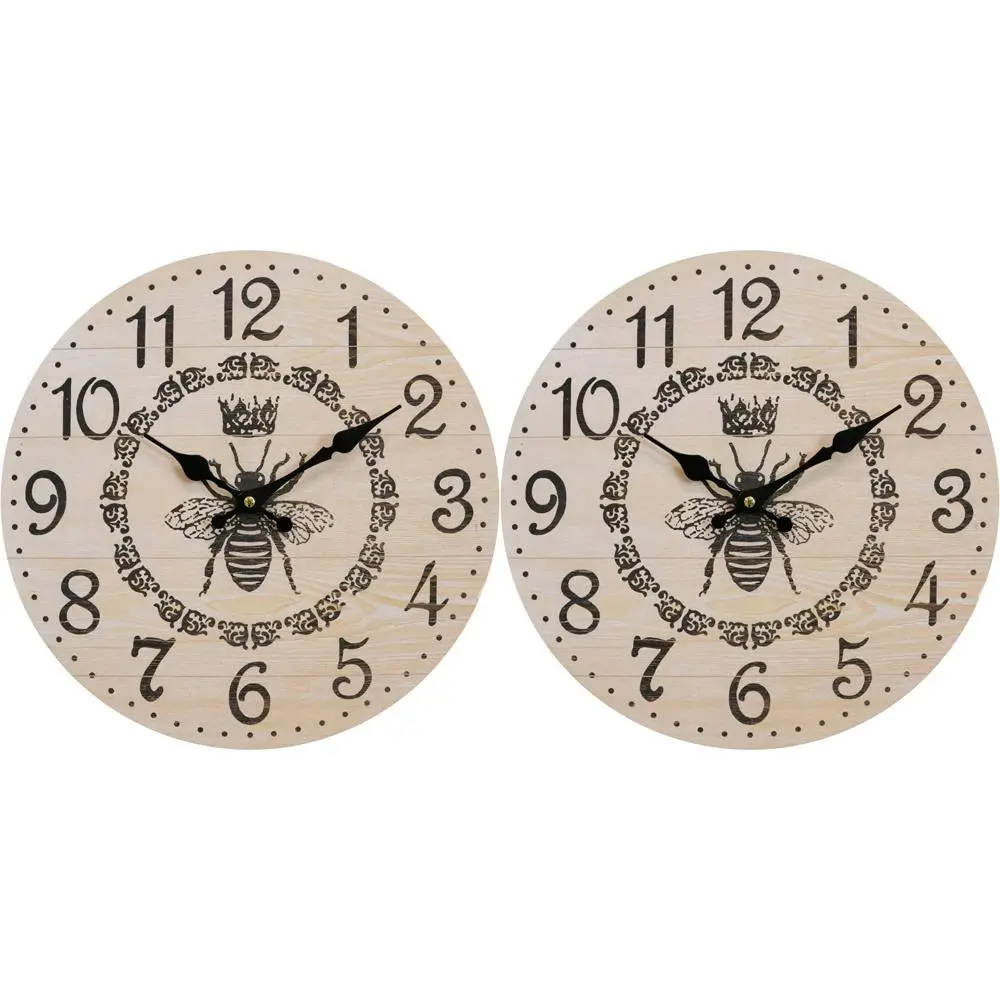 2x LVD Queen Bee Hanging Wall Clock Analogue 34cm Round Home/Office Room Decor - Home & Garden