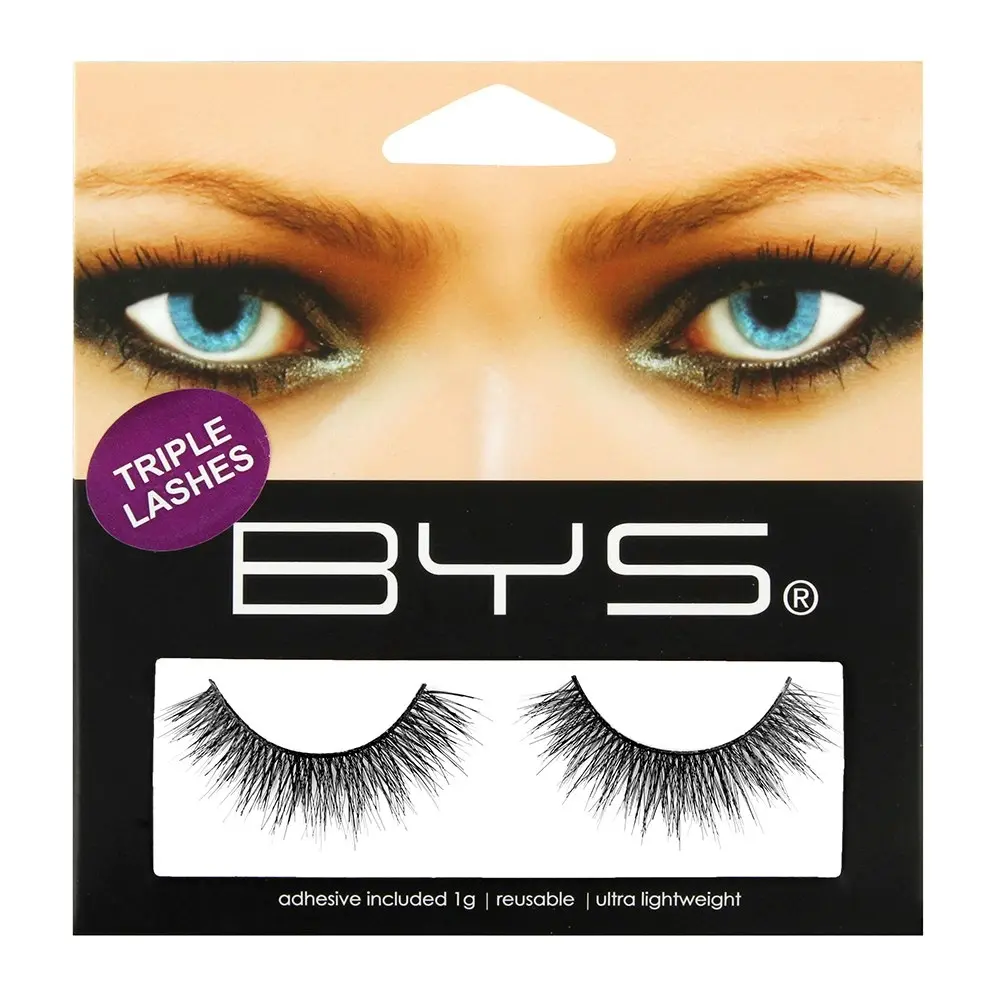 BYS 1g Triple Charm Eye Lash Synthetic Hair Fake/False Eyelashes Lightweight BLK - Beauty