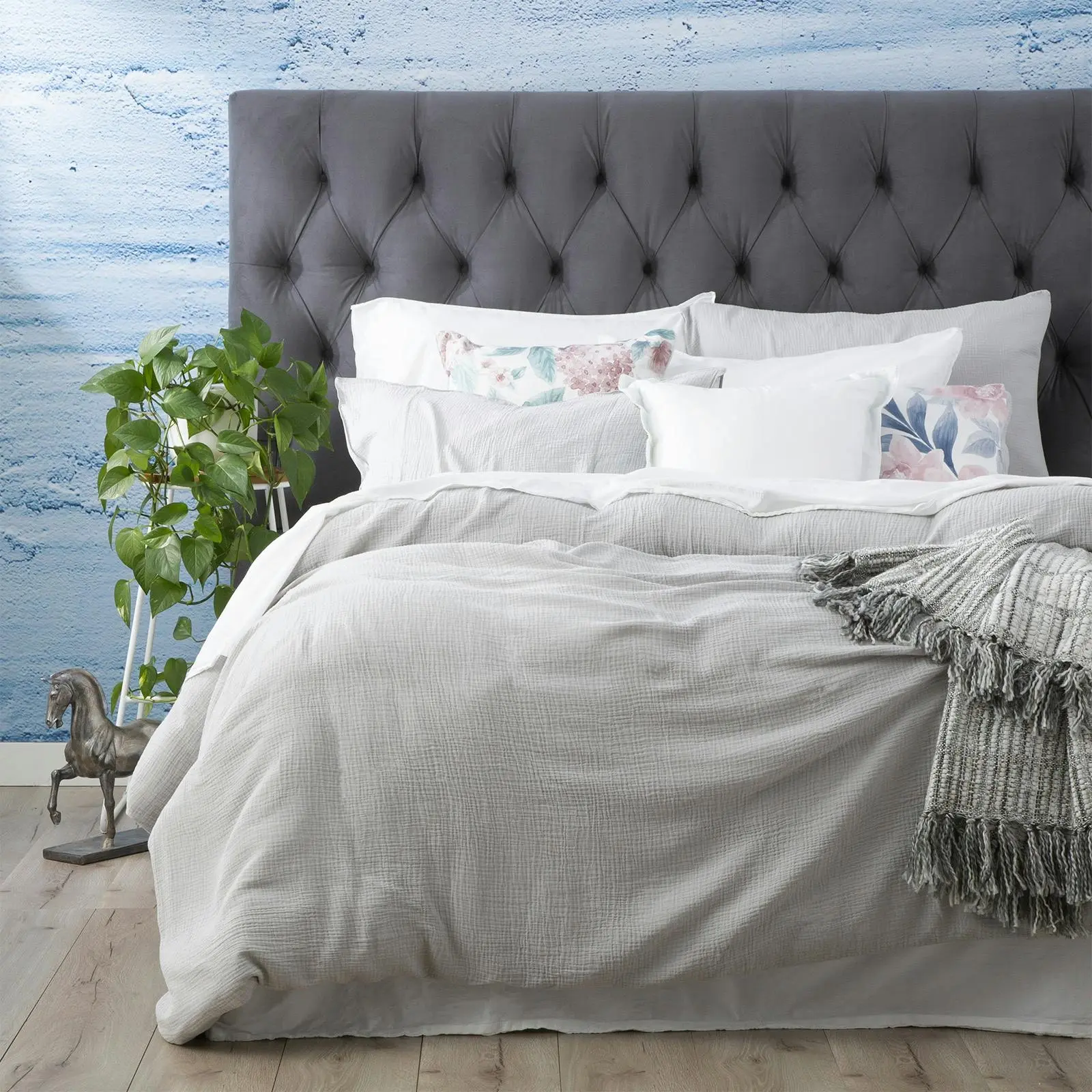Medallion 65cm Pillowcase Soft Cover Cotton Vintage Washed Tufted European SLV - Home & Garden