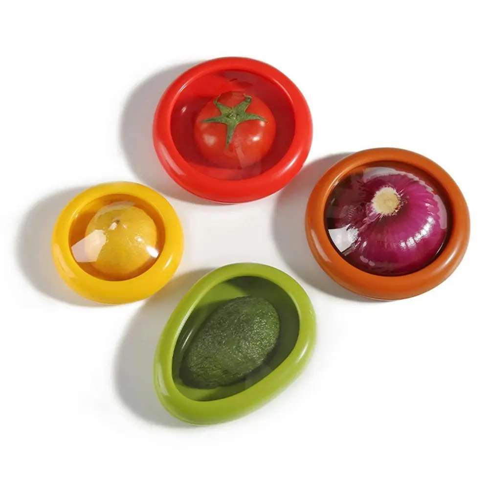 4Pcs Transparent Film Fresh-keeping Box Kitchen Food Storage Box-4 Color