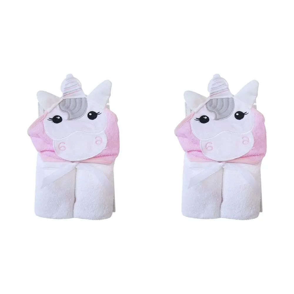 2x LVD Kids/Baby Hooded Soft Bath Time Towel Unicorn Home Decor/Bathroom 75cm